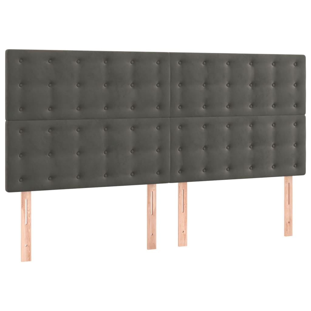 Giroletto a Molle con Materasso Grigio Scuro 160x200 cm Velluto | homemem39