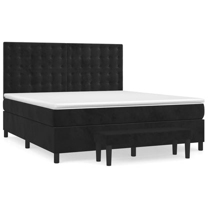 Giroletto a Molle con Materasso Nero 160x200 cm in Velluto | homemem39