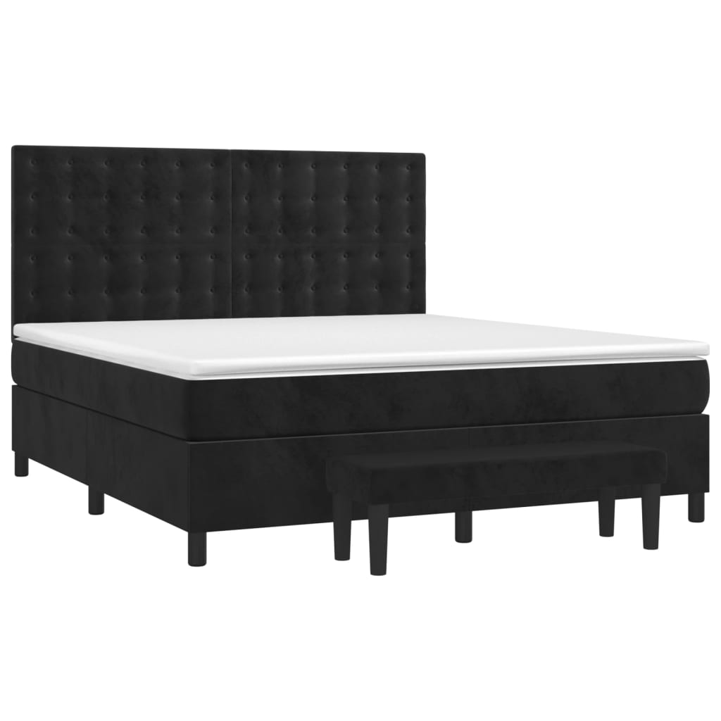 Giroletto a Molle con Materasso Nero 160x200 cm in Velluto | homemem39