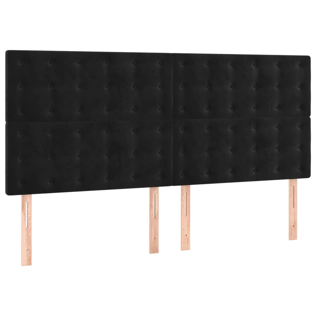 Giroletto a Molle con Materasso Nero 160x200 cm in Velluto | homemem39
