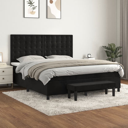 Giroletto a Molle con Materasso Nero 160x200 cm in Velluto | homemem39