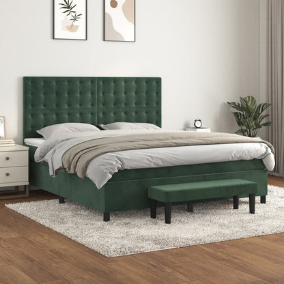 Giroletto a Molle con Materasso Verde Scuro 160x200 cm Velluto - homemem39