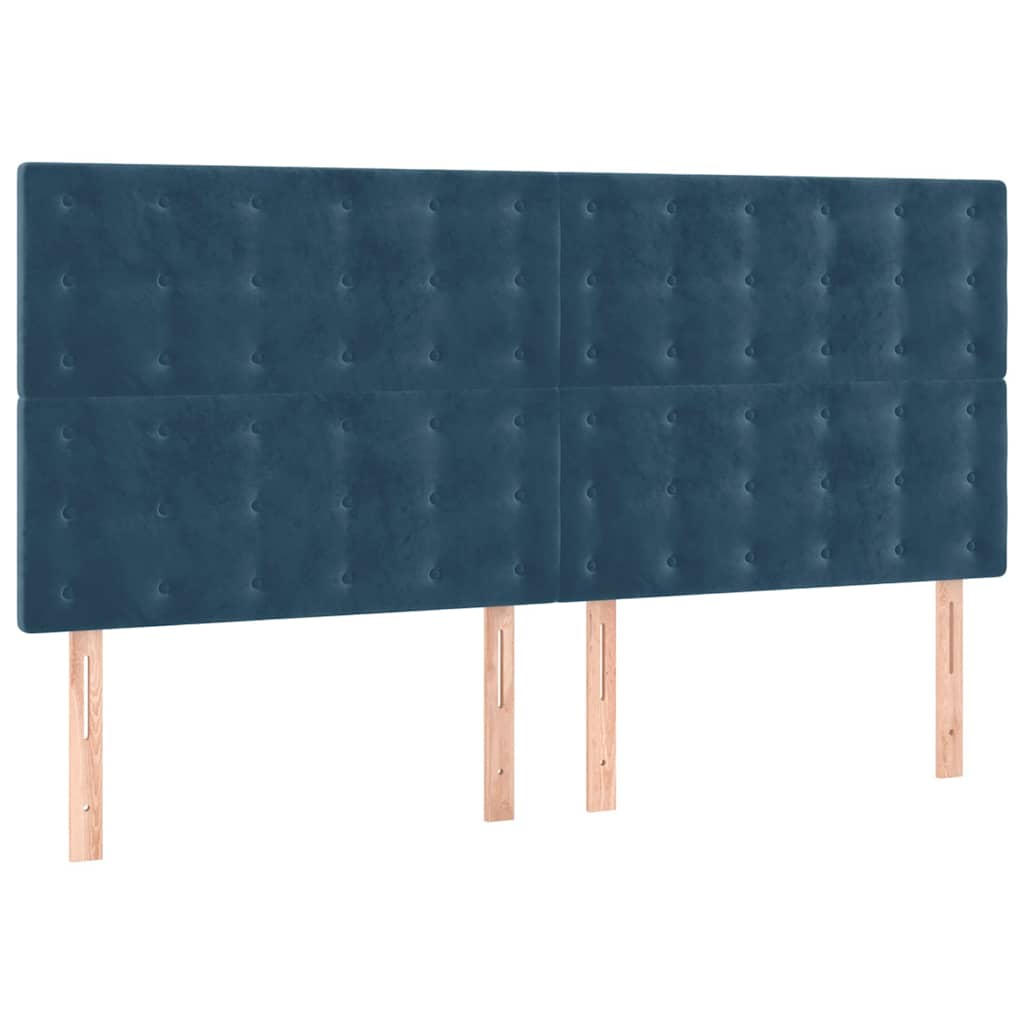 Giroletto a Molle con Materasso Blu Scuro 160x200 cm in Velluto | homemem39