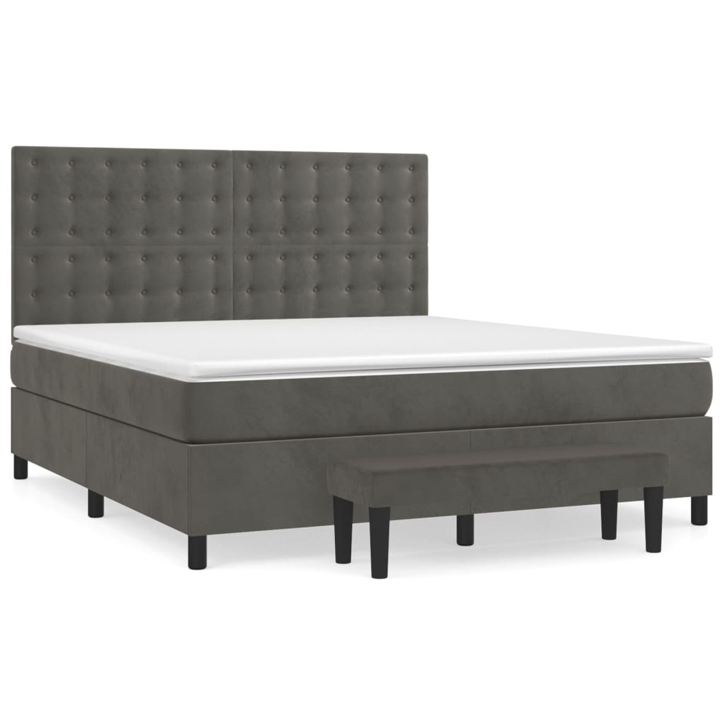 Giroletto a Molle con Materasso Grigio Scuro 180x200 cm Velluto | homemem39