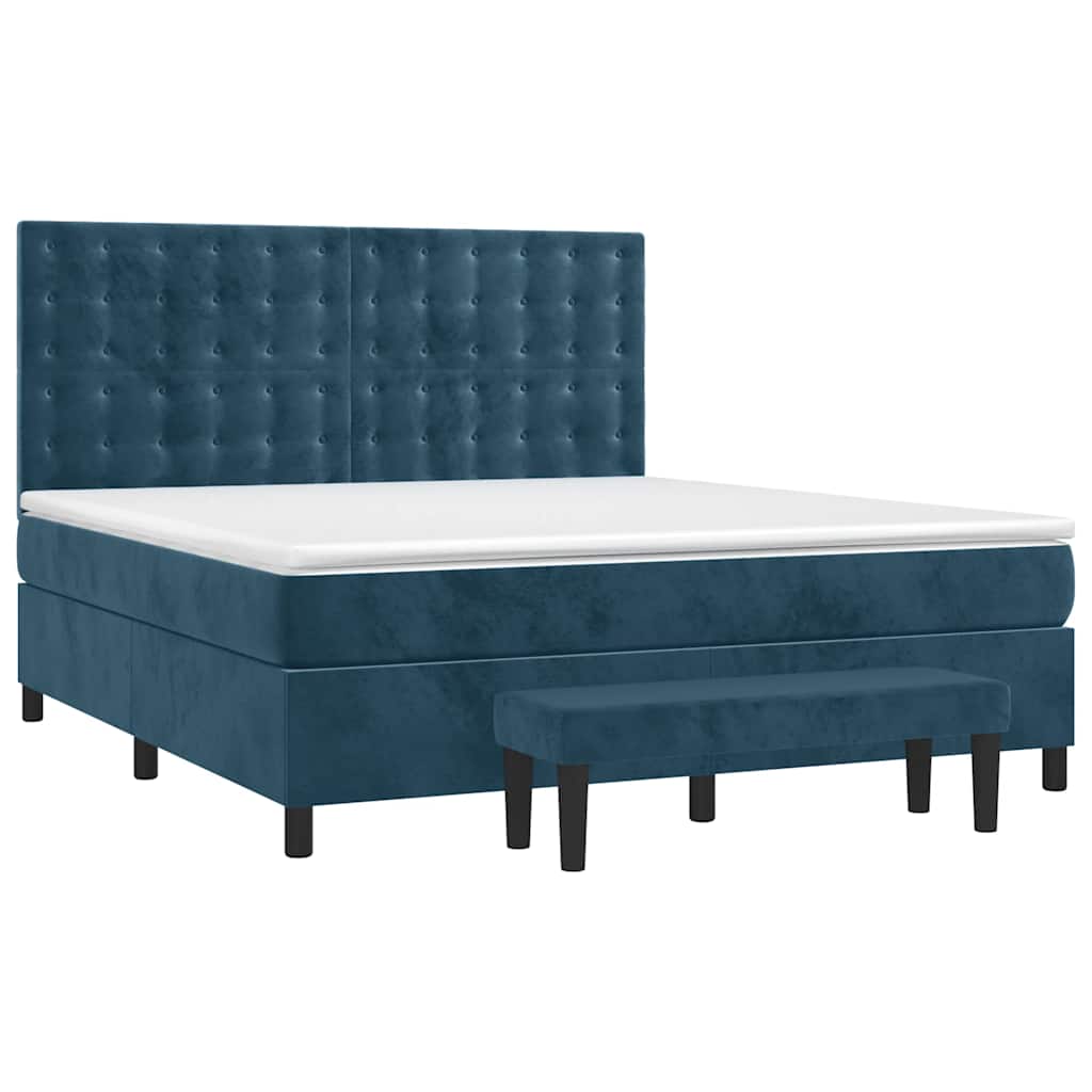 Giroletto a Molle con Materasso Blu Scuro 180x200 cm in Velluto | homemem39
