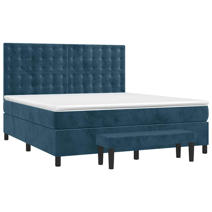 Giroletto a Molle con Materasso Blu Scuro 180x200 cm in Velluto | homemem39