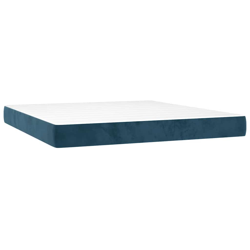 Giroletto a Molle con Materasso Blu Scuro 180x200 cm in Velluto | homemem39