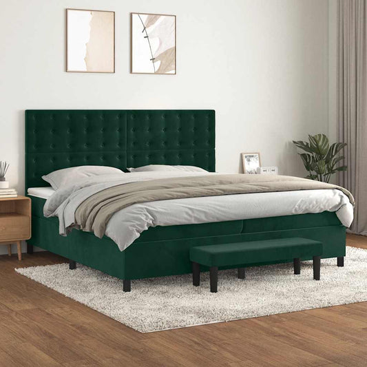 Giroletto a Molle con Materasso Verde Scuro 200x200 cm Velluto | homemem39