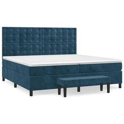 Giroletto a Molle con Materasso Blu Scuro 200x200 cm in Velluto | homemem39
