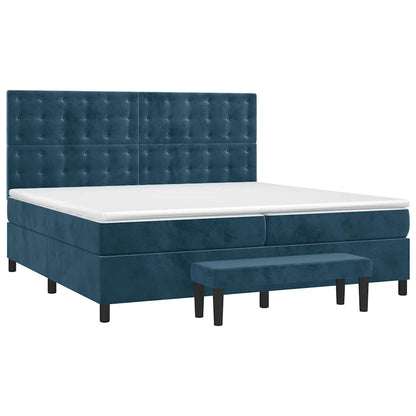 Giroletto a Molle con Materasso Blu Scuro 200x200 cm in Velluto | homemem39