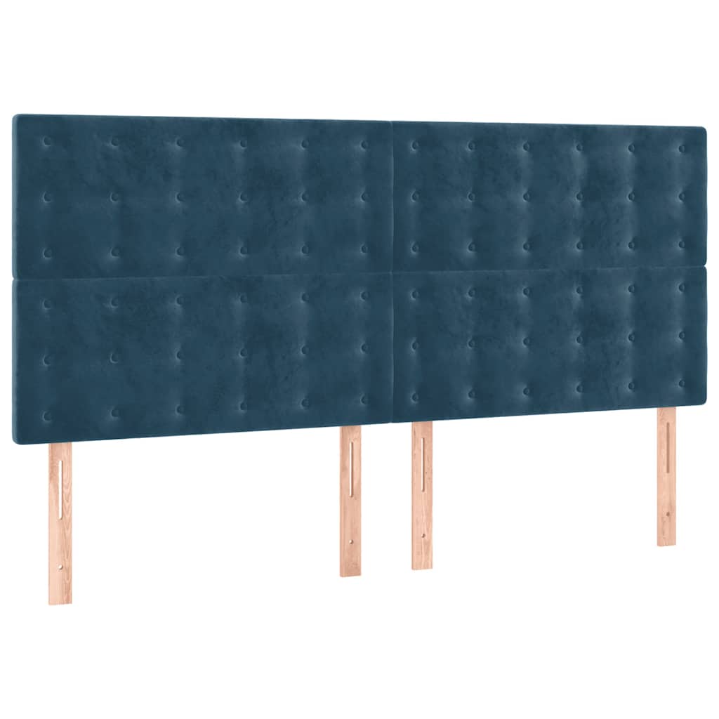 Giroletto a Molle con Materasso Blu Scuro 200x200 cm in Velluto | homemem39