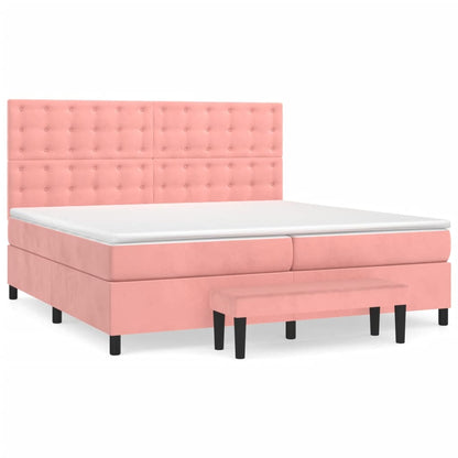 Giroletto a Molle con Materasso Rosa 200x200 cm in Velluto | homemem39