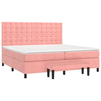 Giroletto a Molle con Materasso Rosa 200x200 cm in Velluto | homemem39