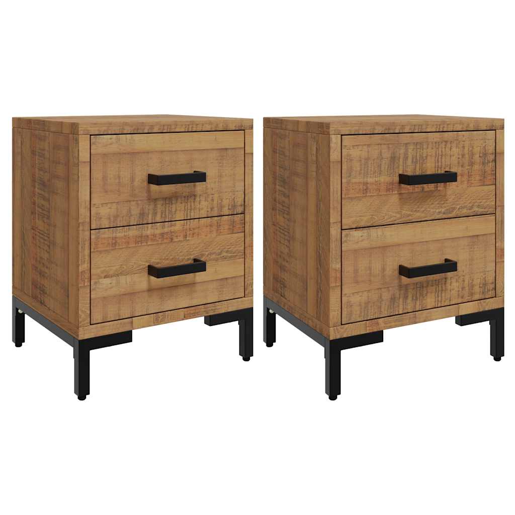 Comodini 2 pz 36x30x45 cm in Legno Massello di Pino | homemem39