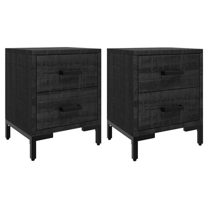 Comodini 2 pz Neri 36x30x45 cm in Legno Massello di Pino | homemem39