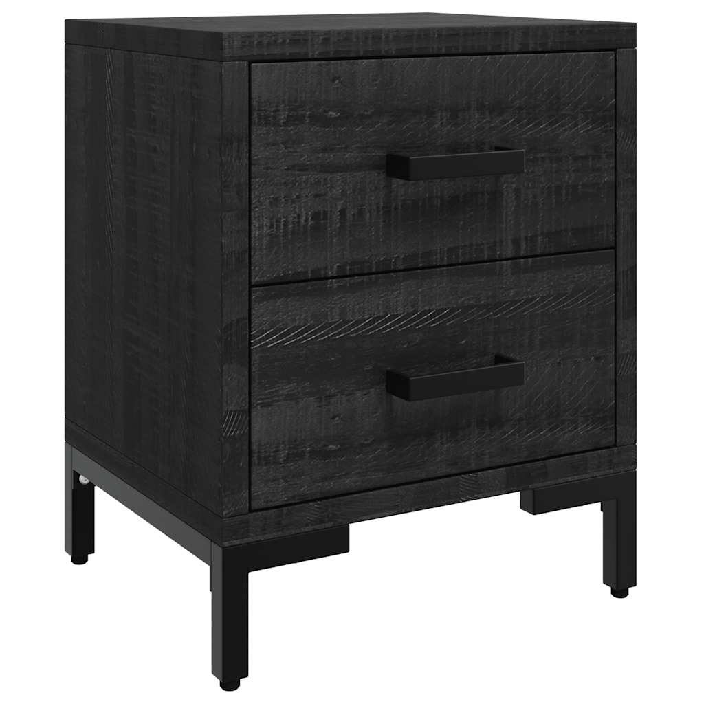 Comodini 2 pz Neri 36x30x45 cm in Legno Massello di Pino | homemem39
