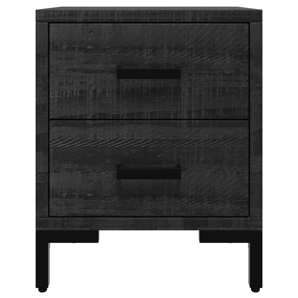 Comodini 2 pz Neri 36x30x45 cm in Legno Massello di Pino | homemem39