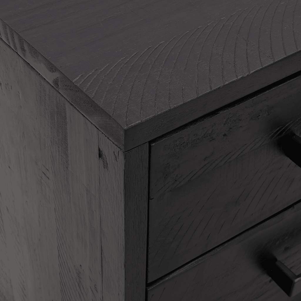 Comodini 2 pz Neri 36x30x45 cm in Legno Massello di Pino | homemem39