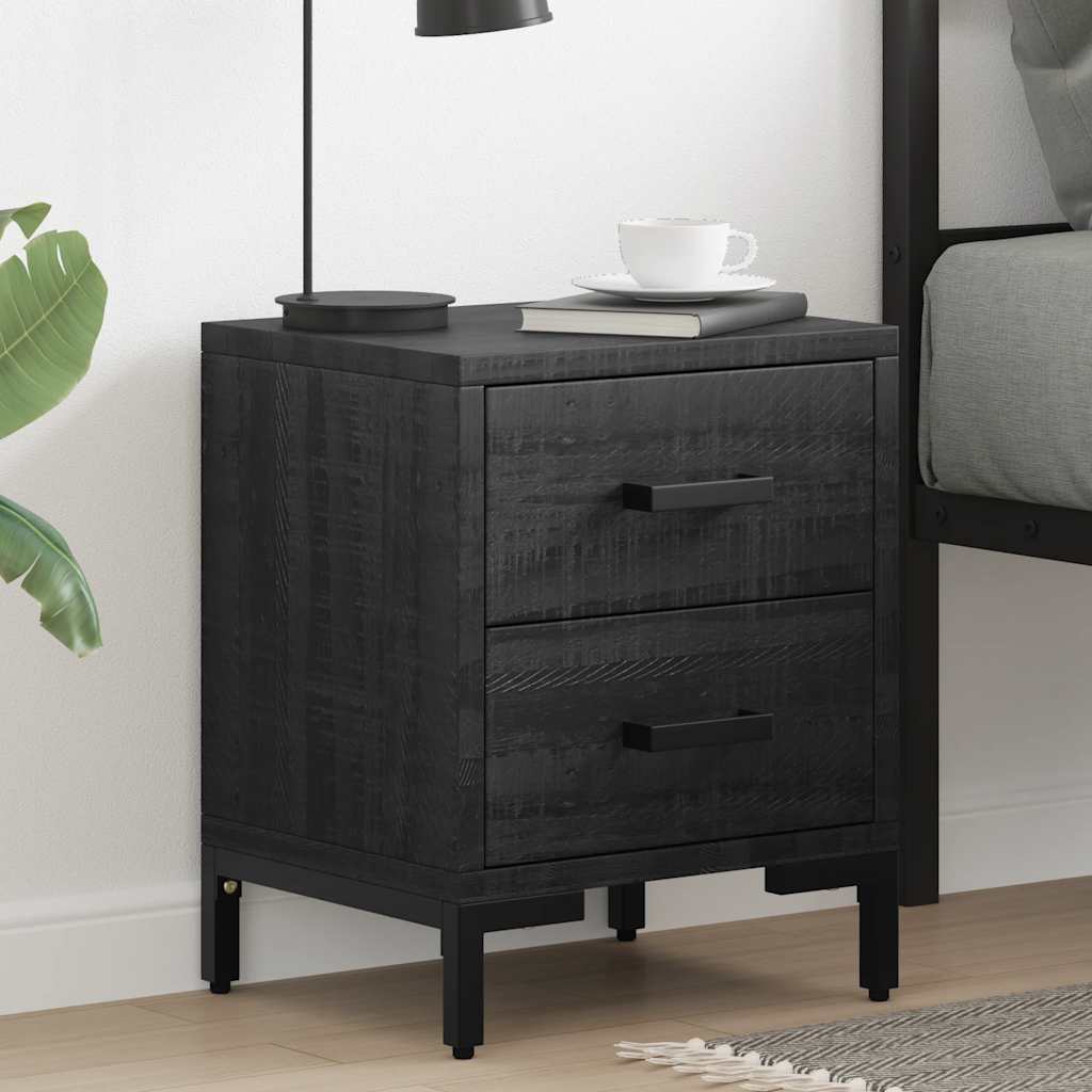 Comodini 2 pz Neri 36x30x45 cm in Legno Massello di Pino | homemem39