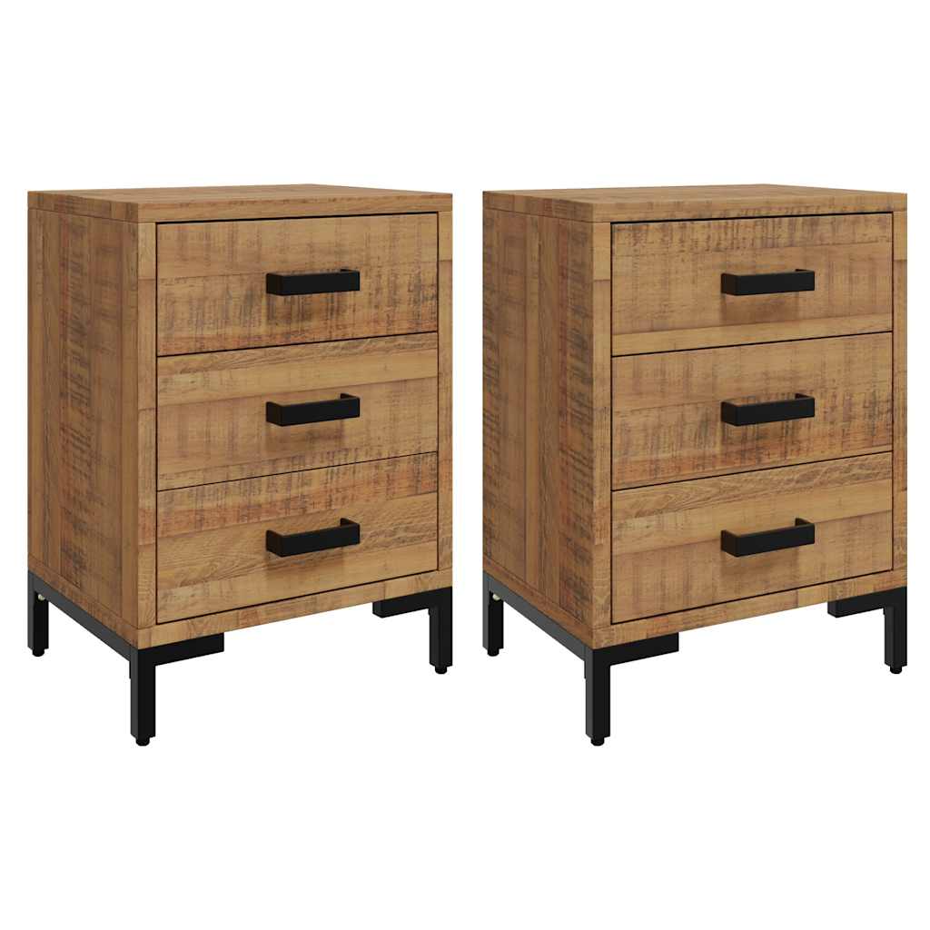 Comodini 2 pz 40x30x55 cm in Legno Massello di Pino | homemem39