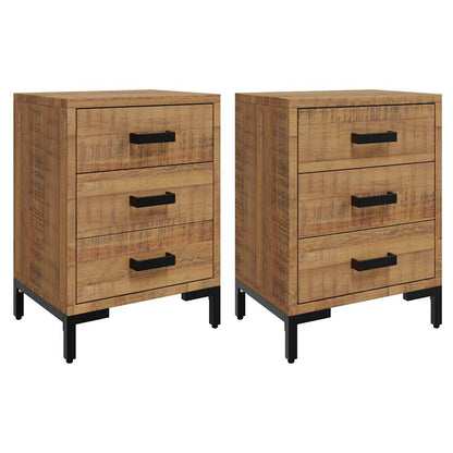 Comodini 2 pz 40x30x55 cm in Legno Massello di Pino | homemem39