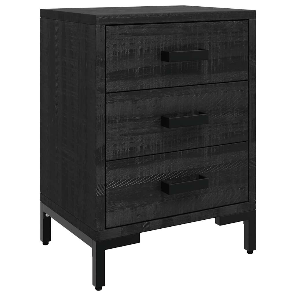 Comodini 2 pz Neri 40x30x55 cm in Legno Massello di Pino | homemem39