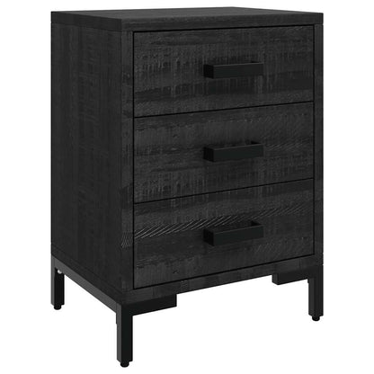 Comodini 2 pz Neri 40x30x55 cm in Legno Massello di Pino | homemem39