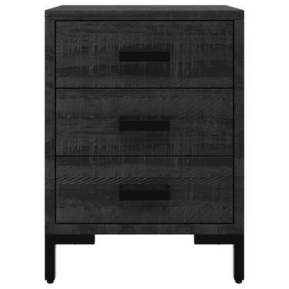 Comodini 2 pz Neri 40x30x55 cm in Legno Massello di Pino | homemem39