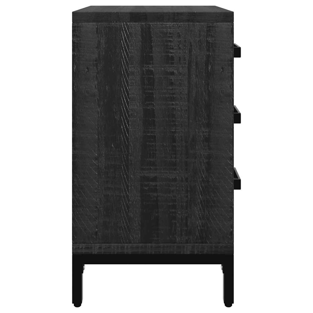 Comodini 2 pz Neri 40x30x55 cm in Legno Massello di Pino | homemem39