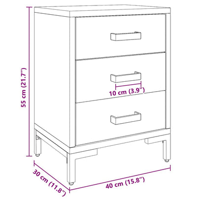 Comodini 2 pz Neri 40x30x55 cm in Legno Massello di Pino | homemem39