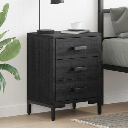 Comodini 2 pz Neri 40x30x55 cm in Legno Massello di Pino | homemem39