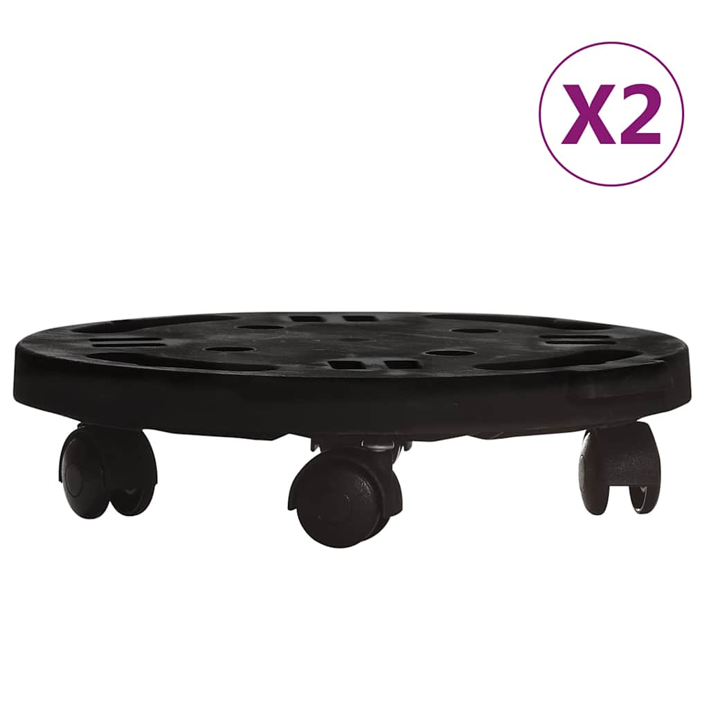 Carrelli per Piante con Ruote 2 pz Diametro 30 cm Neri 170 kg | homemem39