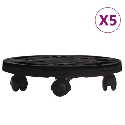 Carrelli per Piante con Ruote 5 pz Diametro 30 cm Neri 170 kg | homemem39