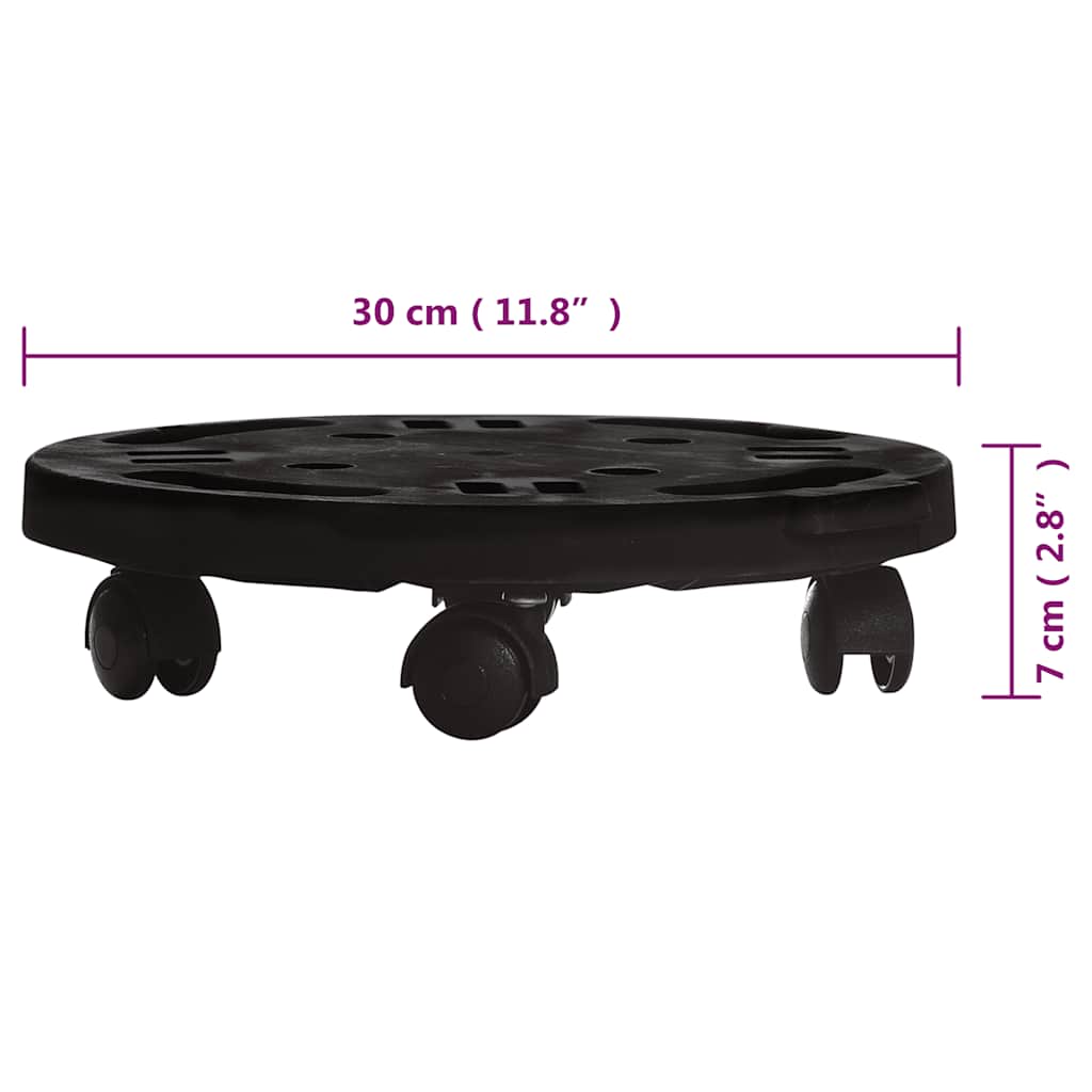Carrelli per Piante con Ruote 5 pz Diametro 30 cm Neri 170 kg | homemem39