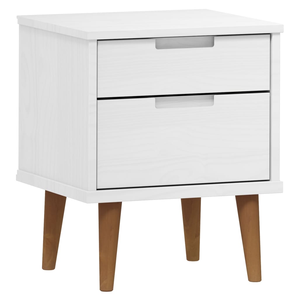 Comodino MOLDE Bianco 40x35x48 cm in Legno Massello di Pino - homemem39