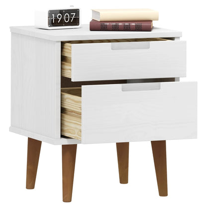 Comodino MOLDE Bianco 40x35x48 cm in Legno Massello di Pino - homemem39