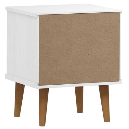 Comodino MOLDE Bianco 40x35x48 cm in Legno Massello di Pino - homemem39