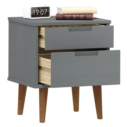 Comodino MOLDE Grigio 40x35x48 cm in Legno Massello di Pino | homemem39