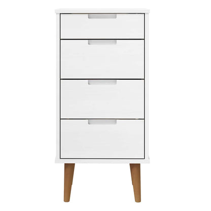 Cassettiera MOLDE Bianca 40x35x82 cm in Legno Massello di Pino