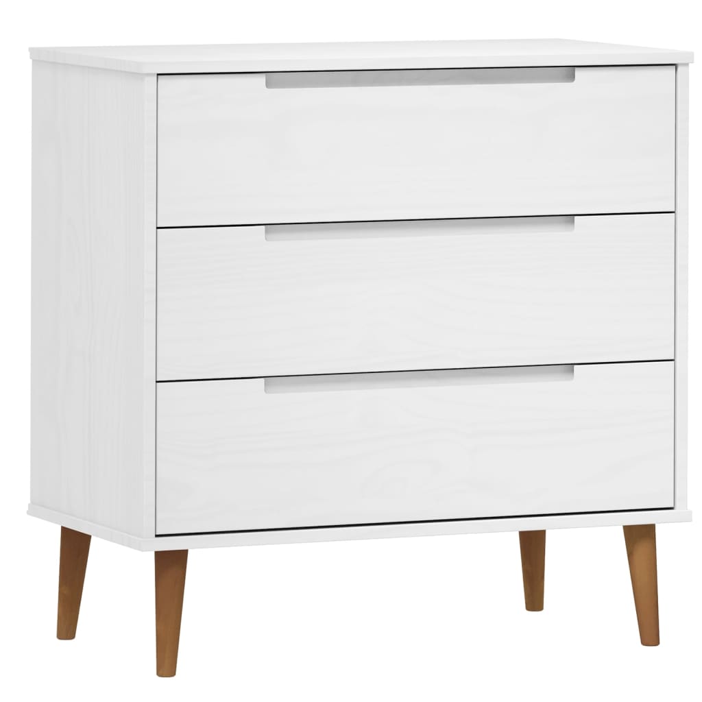 Cassettiera MOLDE Bianca 80x40x80 cm in Legno Massello di Pino | homemem39