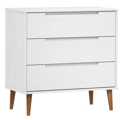Cassettiera MOLDE Bianca 80x40x80 cm in Legno Massello di Pino | homemem39