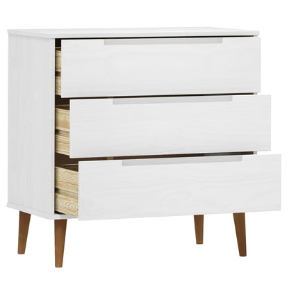 Cassettiera MOLDE Bianca 80x40x80 cm in Legno Massello di Pino | homemem39