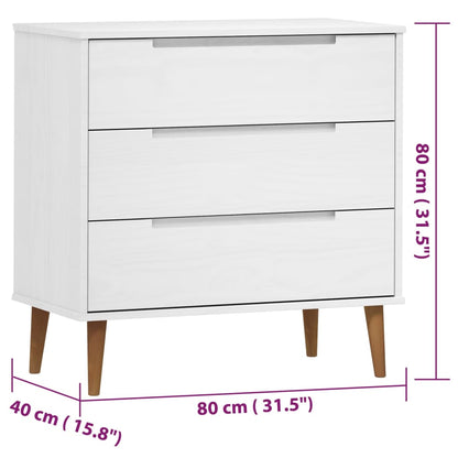 Cassettiera MOLDE Bianca 80x40x80 cm in Legno Massello di Pino | homemem39