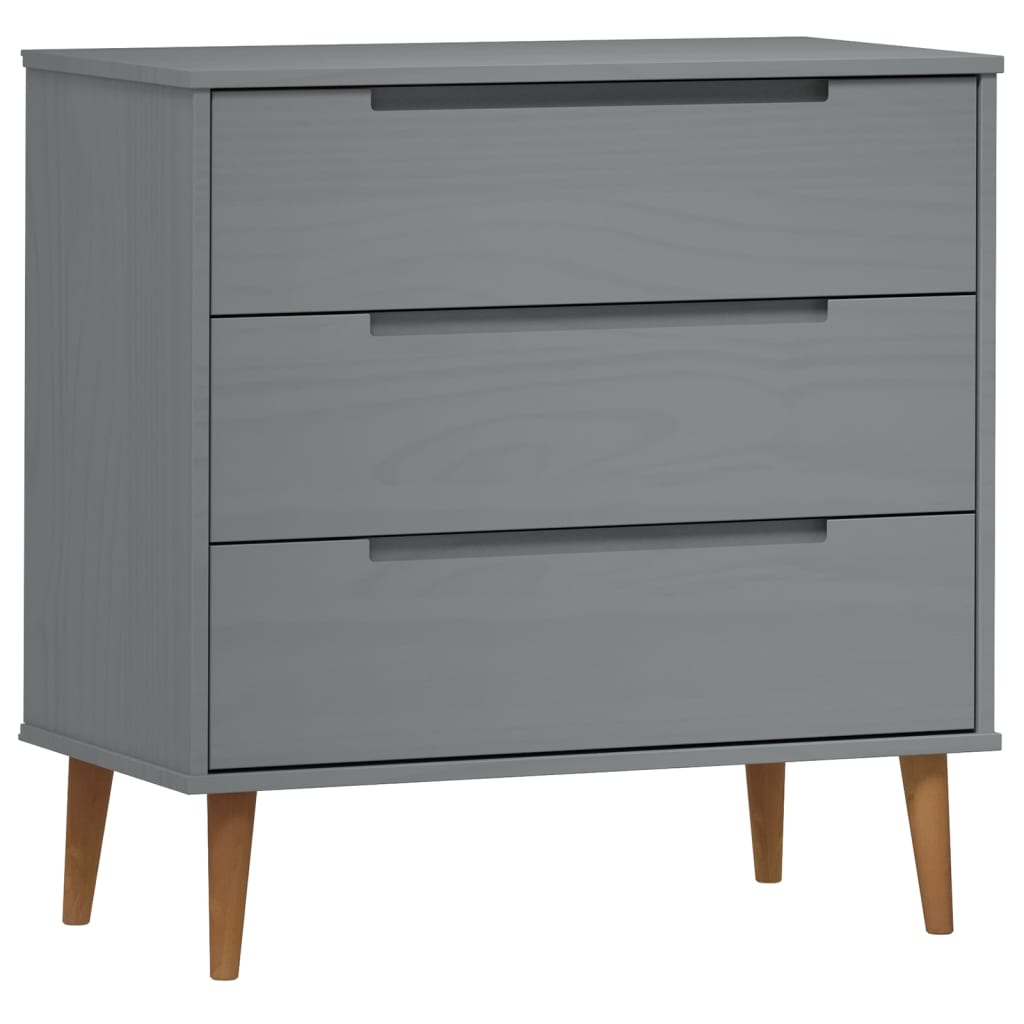 Cassettiera MOLDE Grigia 80x40x80 cm in Legno Massello di Pino - homemem39
