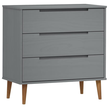 Cassettiera MOLDE Grigia 80x40x80 cm in Legno Massello di Pino - homemem39