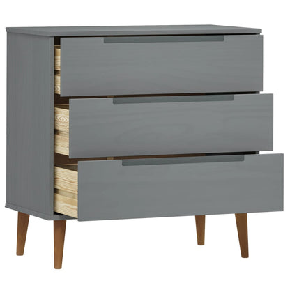 Cassettiera MOLDE Grigia 80x40x80 cm in Legno Massello di Pino - homemem39