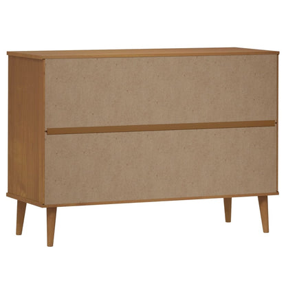 Cassettiera MOLDE Marrone 113x40x80cm in Legno Massello di Pino - homemem39