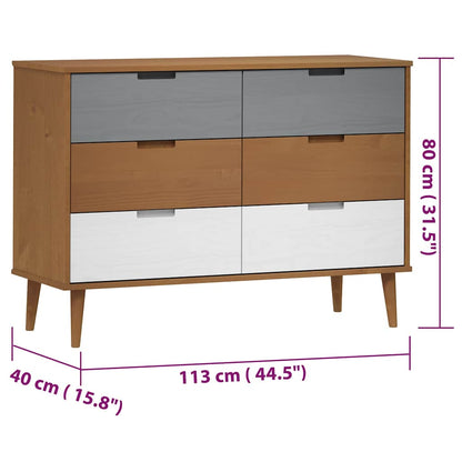 Cassettiera MOLDE Marrone in Legno Massello di Pino