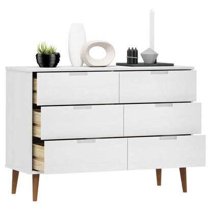 Cassettiera MOLDE Bianca 113x40x80 cm in Legno Massello di Pino | homemem39