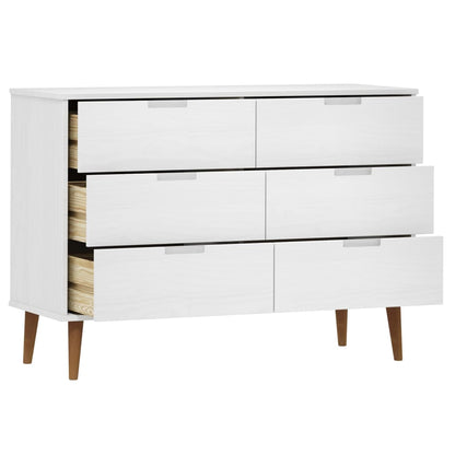Cassettiera MOLDE Bianca 113x40x80 cm in Legno Massello di Pino | homemem39